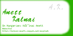 anett kalnai business card